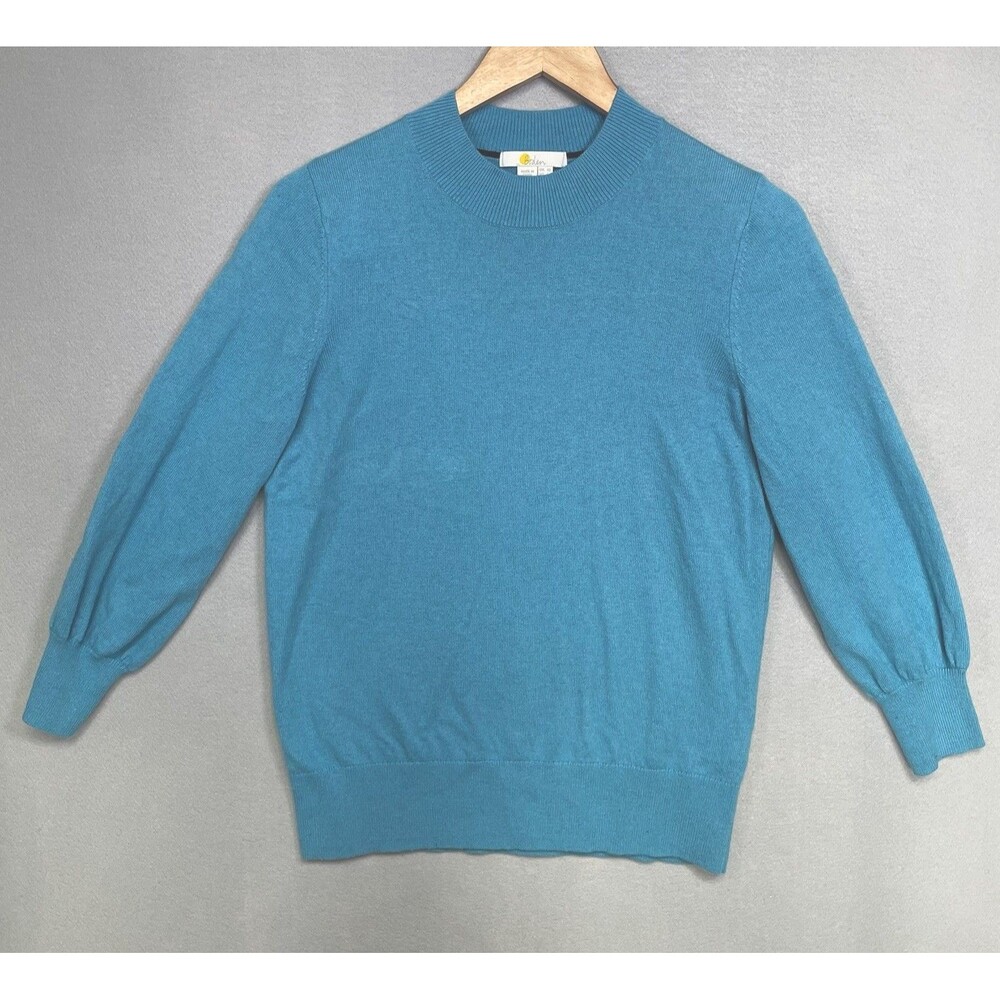 Boden Wool Cashmere Mock Neck Sweater Preppy Long Sleeve Top Blue Womens S/6